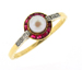 18 karat pearl and ruby ring