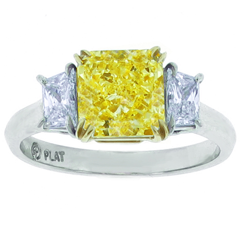 radiant cuy yellow diamond ring