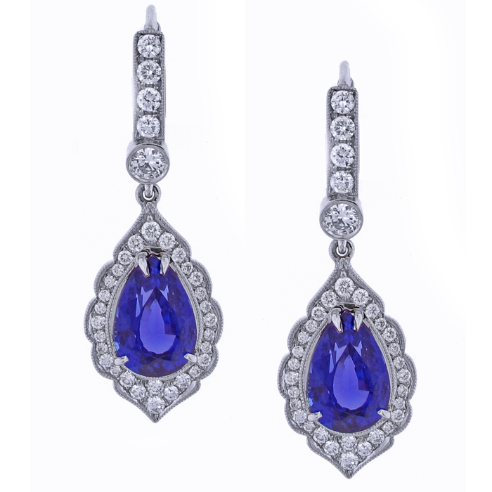 Tanzanite & Diamond Drop Earrings | Hand-made Washington DC ...