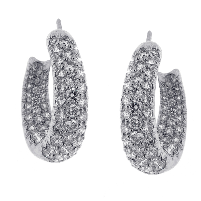Diamond Pave Hoop Earrings | Pampillonia Jewelers | Estate and Designer ...