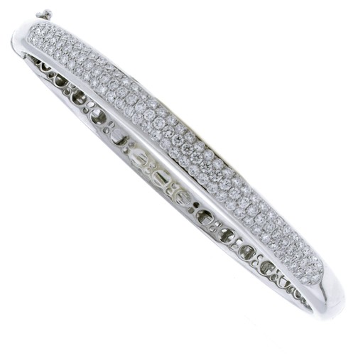 18 karat white gold pavé diamond bangle jewelry Washington DC ...