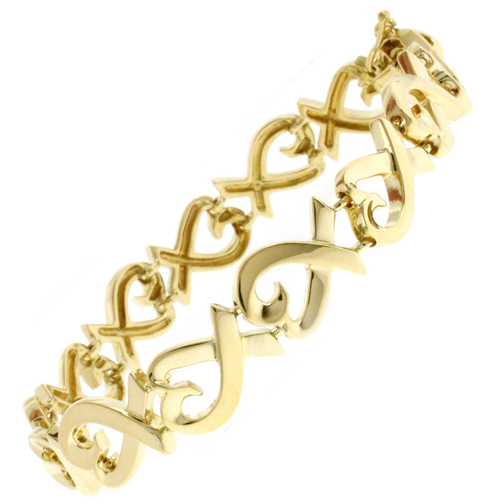 Paloma Picasso® Double Loving Heart bracelet in 18k gold with diamonds,  medium.