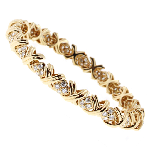 Tiffany and Co. Signature X-Diamond Yellow Gold Large Link Bracelet