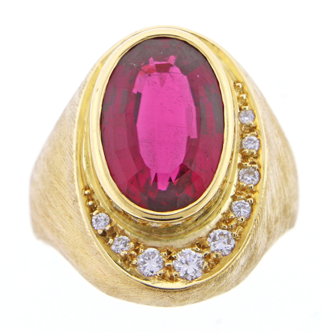 Burle Marx Rubellite Tourmaline and Diamond Ring at pampillonia