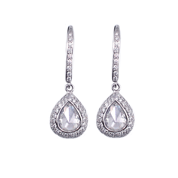 Rose cut diamond drop earrings