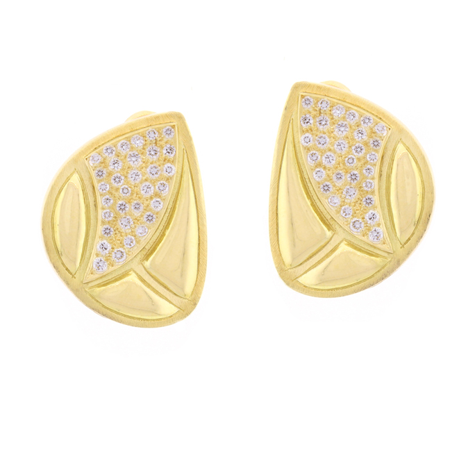 Burl-Marx Diamond Gold Free Form Earrings at pampillonia