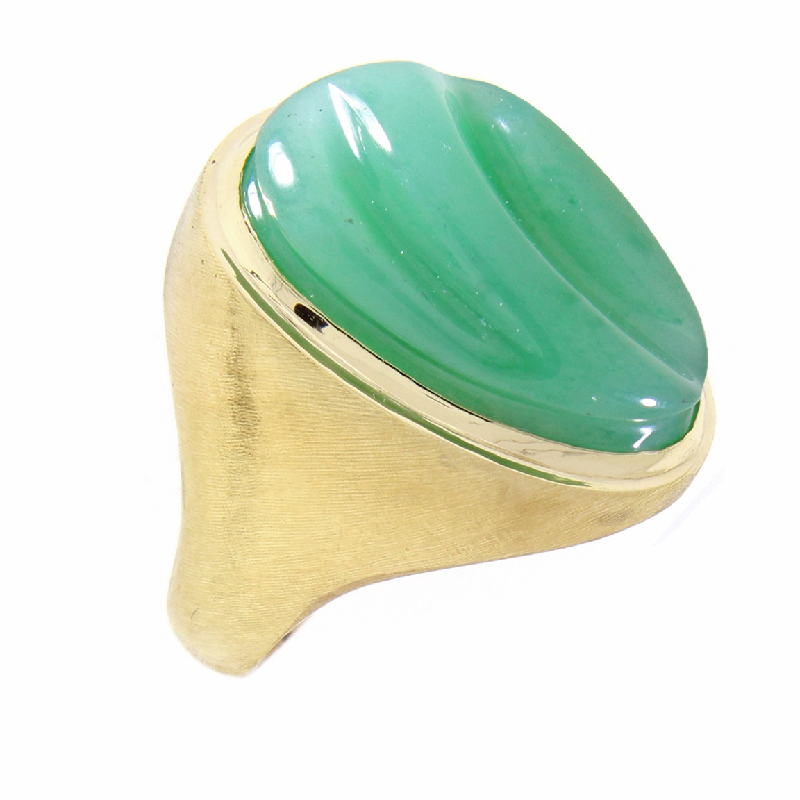 Burl-Marx Forma Livre Sculpted Green Chrysoprase Ring at pampillonia