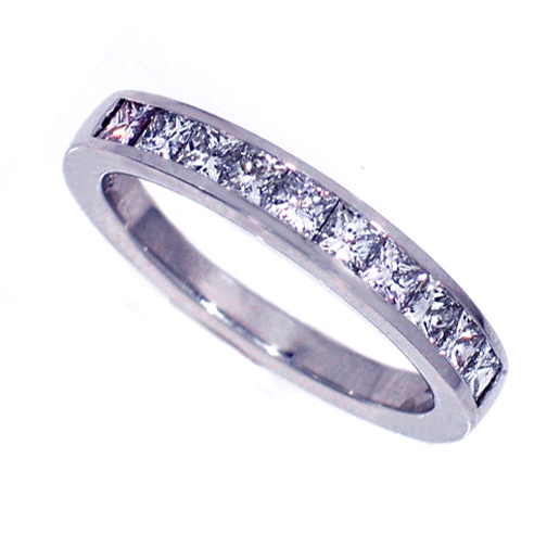 Platinum Channel set princess cut diamond ring
