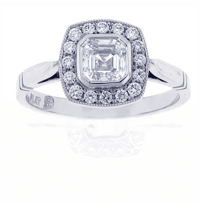 Asscher Cut Diamond Halo Engagement Ring