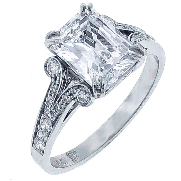 Radiant cut diamond engagement ring.