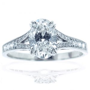 Oval Diamond Split Band Engagement Ring