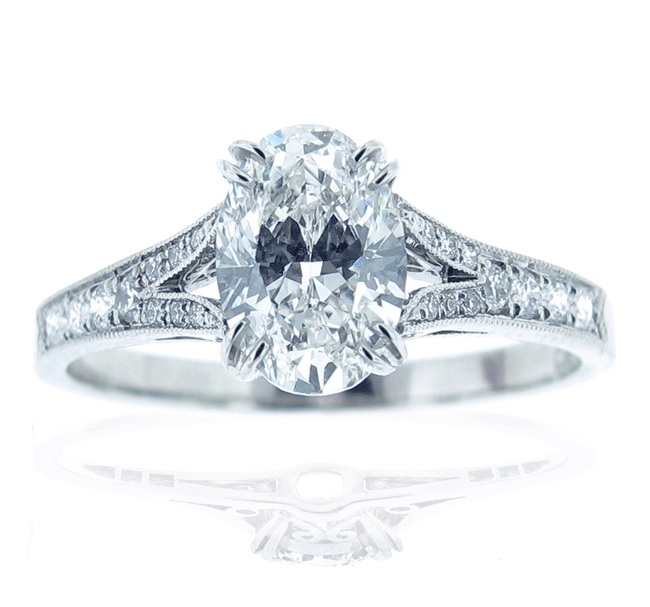 Oval Diamond Split Band Engagement Ring