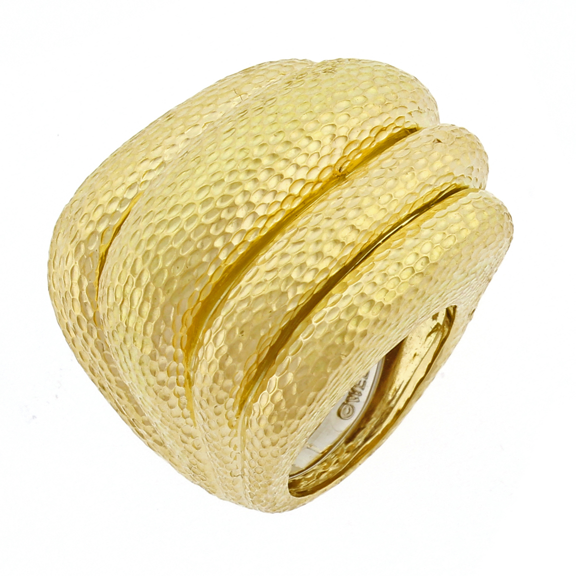 David Webb Hammered Gold Dome Ring | Pampillonia Jewelers | Estate and ...