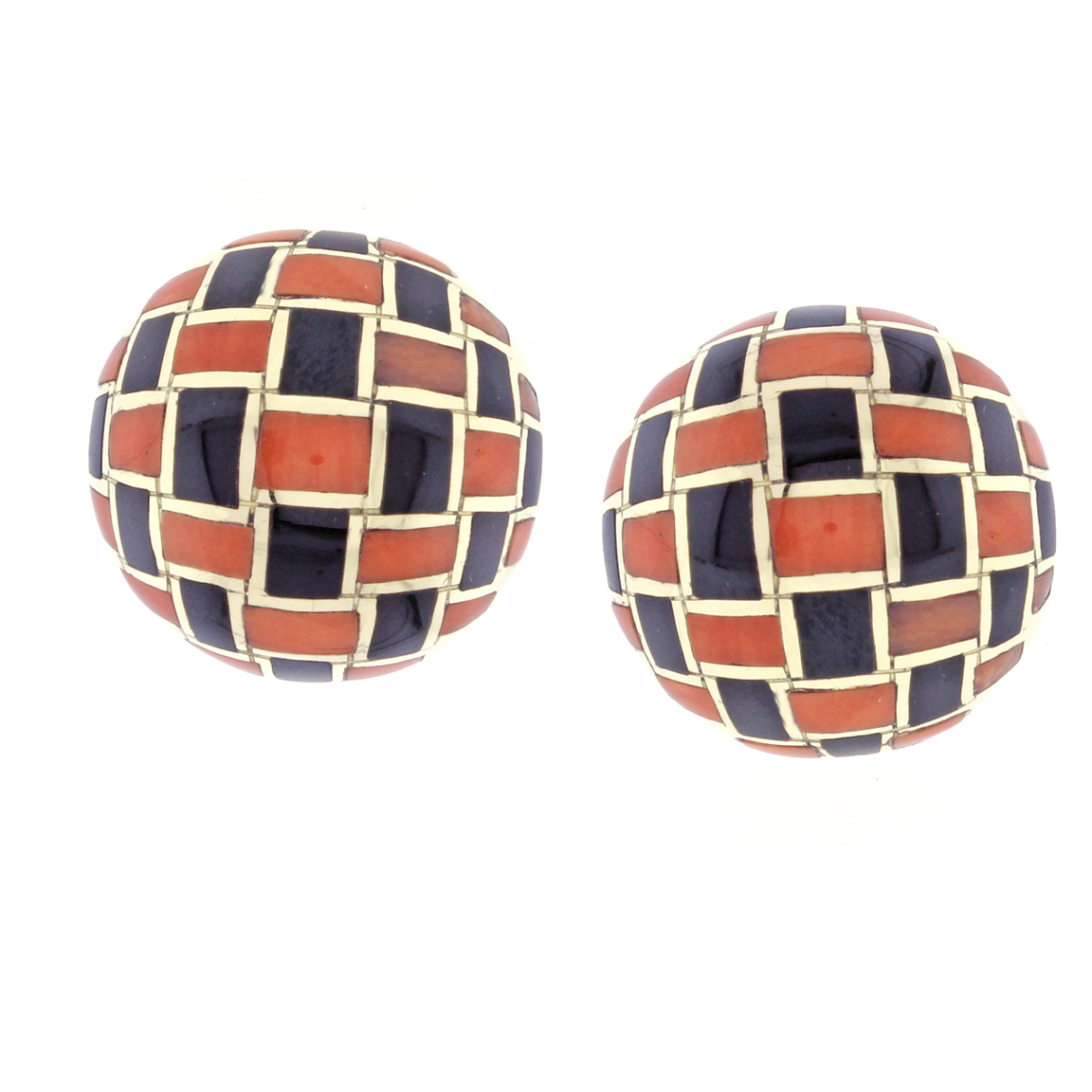 Tiffany & Co. Earrings Coral and Onyx Checker Board | Pampillonia ...