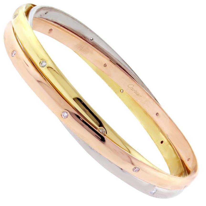 Cartier Trinity Bangle Bracelet with Diamonds