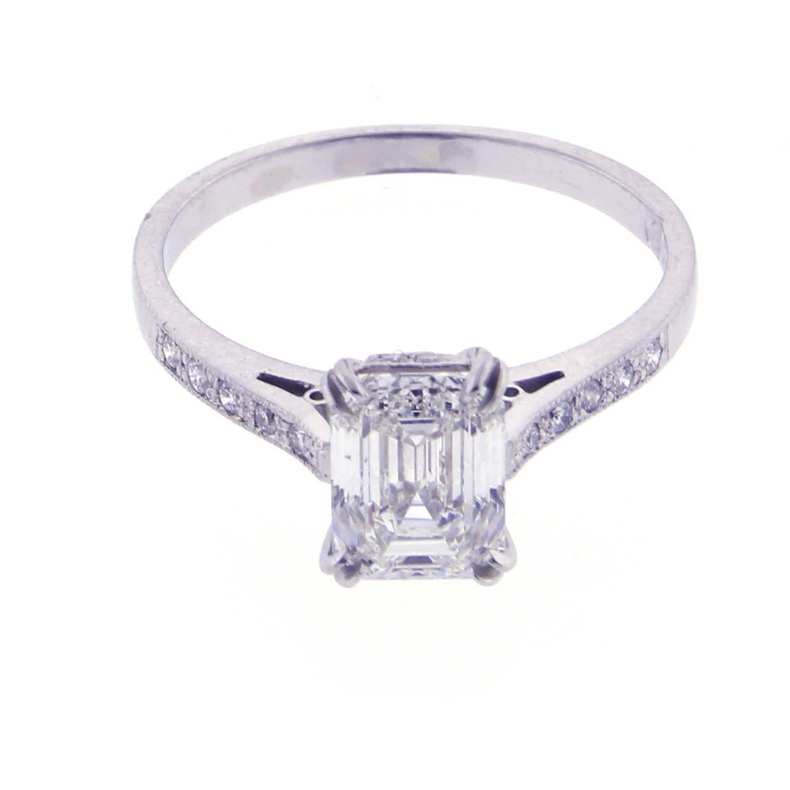 Classic Emerald Cut Diamond Engagement Ring | Pampillonia Jewelers ...