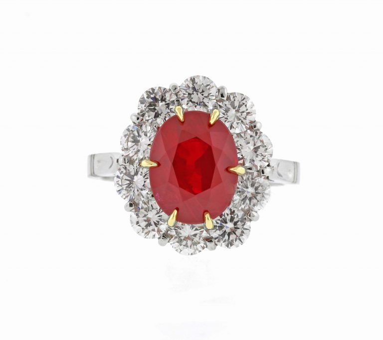 Oval Burma Ruby Cluster Ring | Pampillonia Jewelers | Estate and ...