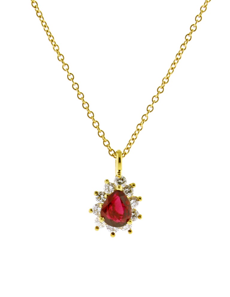 Tiffany & Co. Platinum Estate Ruby and Diamond Pendant