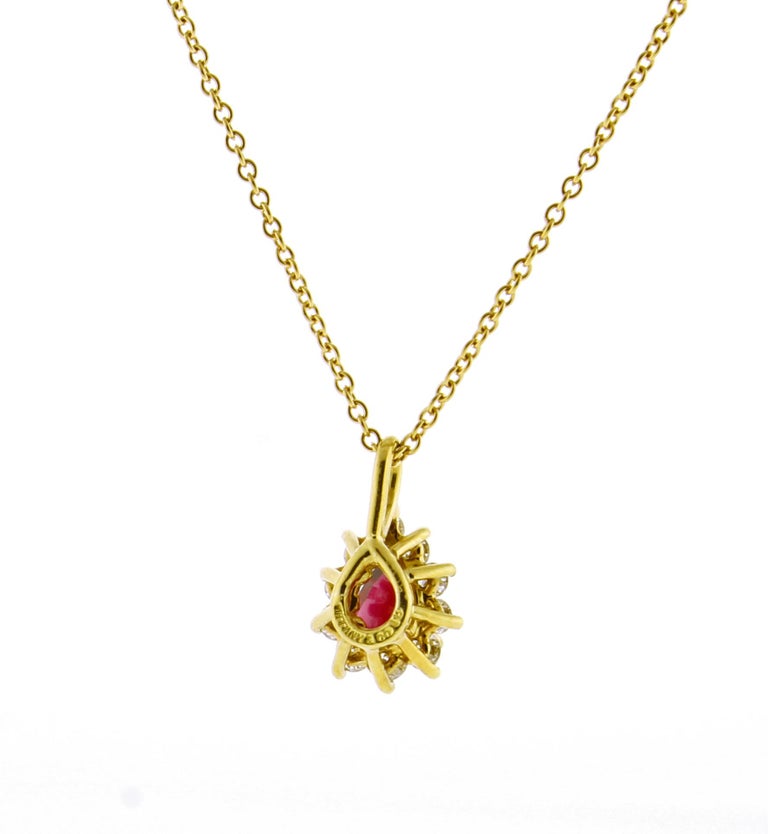 Tiffany & Co. Platinum Estate Ruby and Diamond Pendant