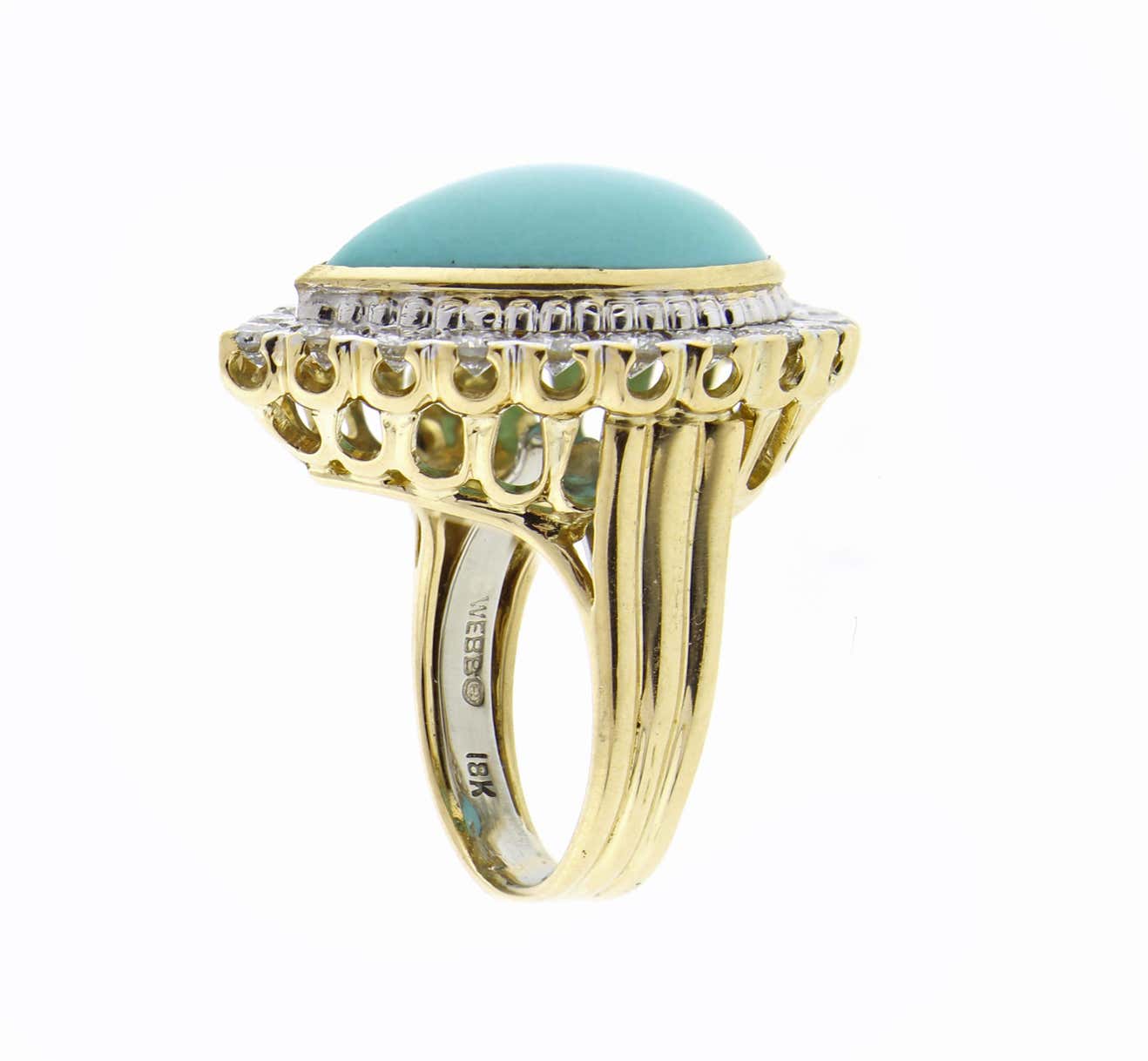 David Webb Turquoise and Diamond Ring | Pampillonia Jewelers | Estate ...