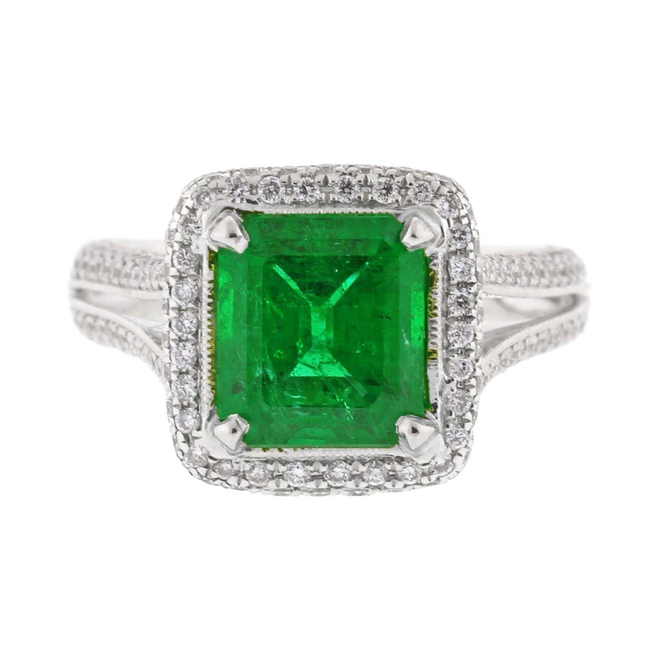 A.G.L Certified Emerald and Diamond Ring | Pampillonia Jewelers ...