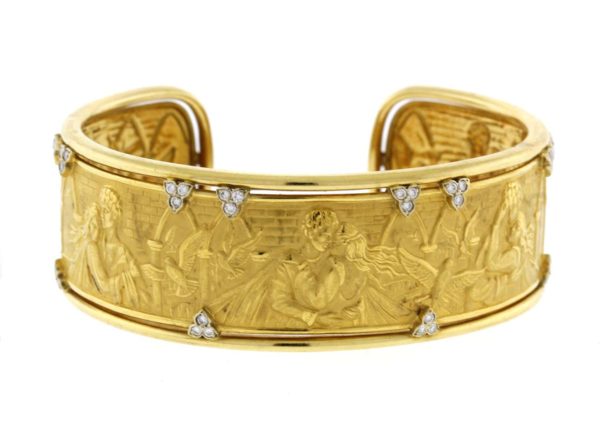 Carrera Y Carrera Gold Romeo and Juliet Cuff Bracelet | Pampillonia Jewelers  | Estate and Designer Jewelry