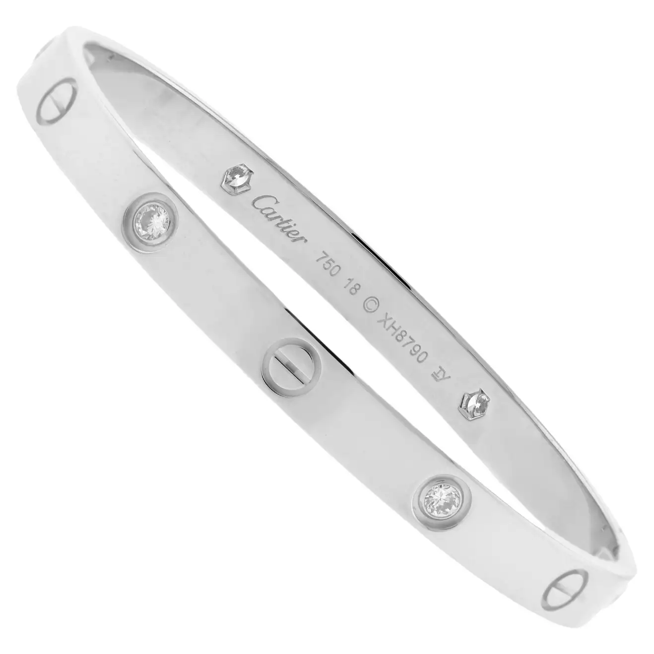 Cartier 'Love' White Gold 4 Diamond Bracelet, Pampillonia Jewelers