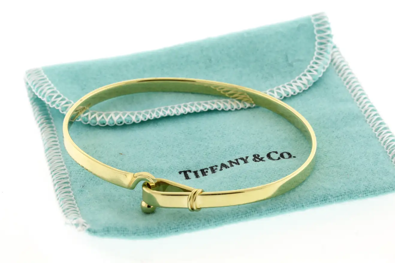 Tiffany & Co. Hook and Eye Gold Bangle Bracelet, Pampillonia Jewelers