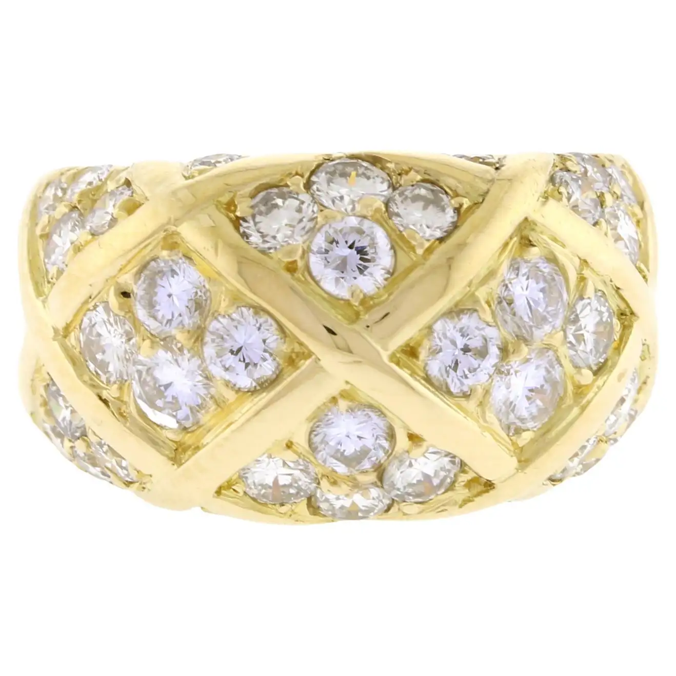 Dan Schande veronderstellen Van Cleef & Arpels Paris Quilted Pavé Diamond Ring | Pampillonia Jewelers |  Estate and Designer Jewelry