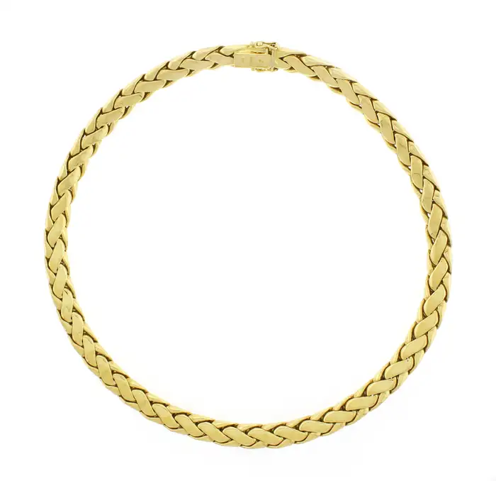 18kt Gold Domed Herringbone Necklace Made By Abel and Zimmerman for ...