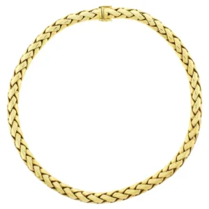 18kt Gold Domed Herringbone Necklace Made By Abel and Zimmerman for Pampillonia 2 | Pampillonia Jewelers | Estate and Designer Jewelry