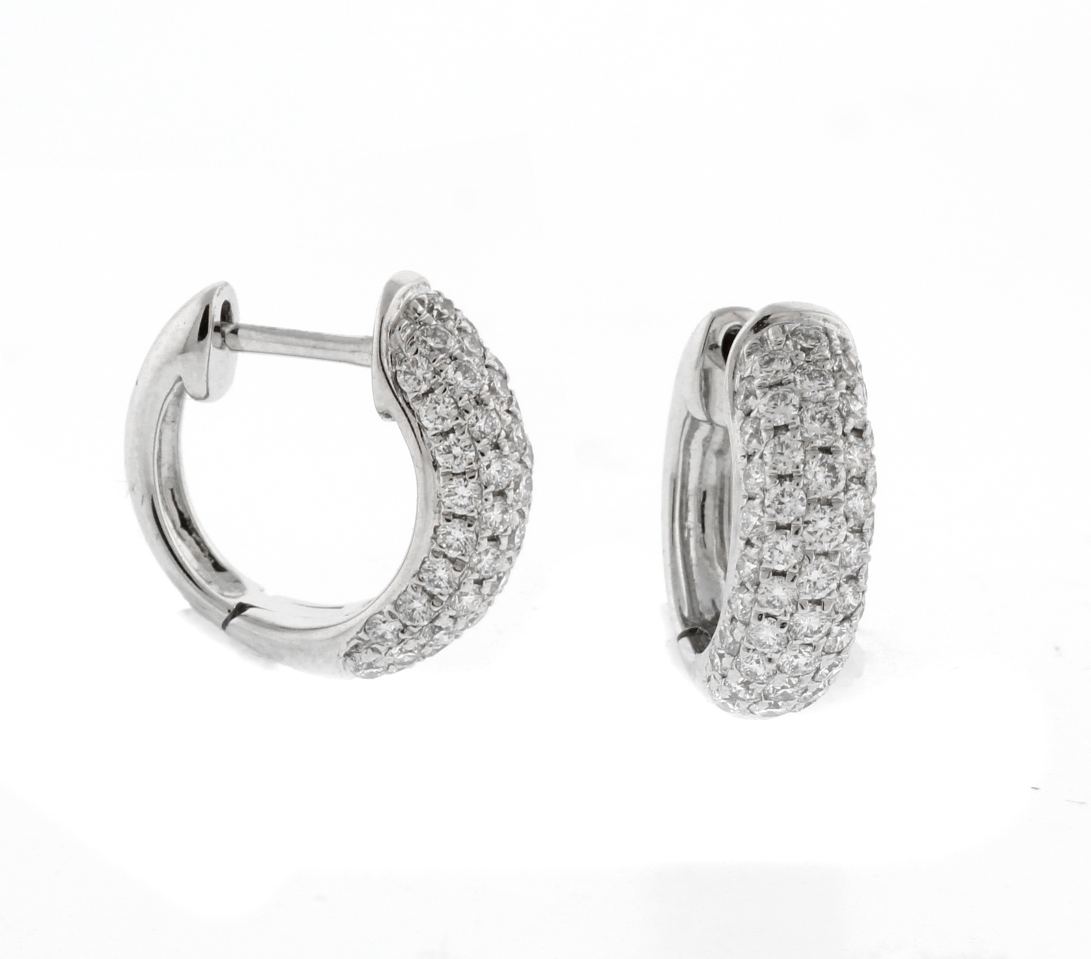 18kt White Gold Diamond Huggie Earrings | Pampillonia Jewelers | Estate ...