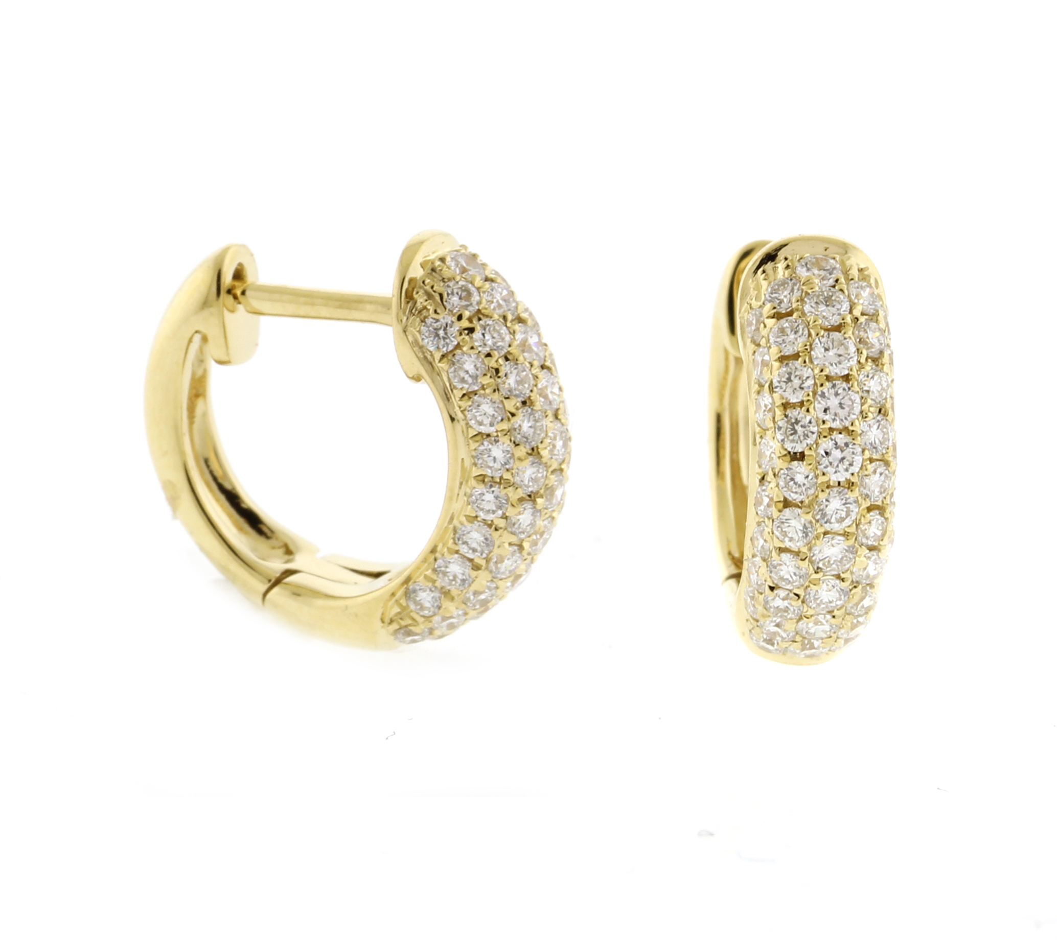 18kt Gold Diamond Huggie Earrings | Pampillonia Jewelers | Estate and ...